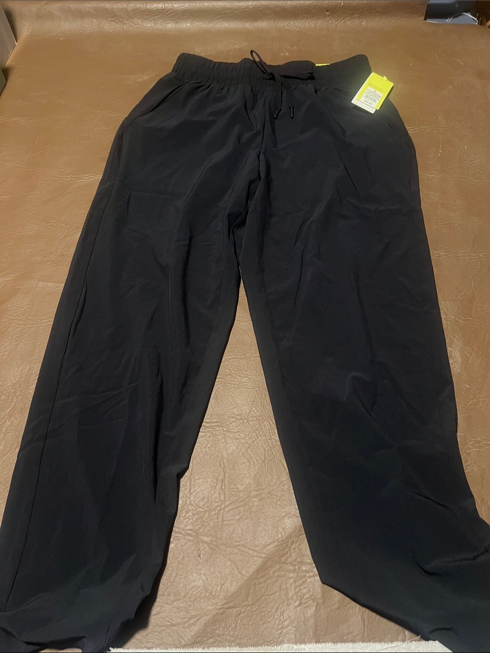 Womens Black Elastic-Waist Casual Pants